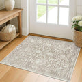 KILOCOCO Moroccan Small Area Rug 2x3 Entryway Rugs Printed Vintage Floral Washable Rug Non-Slip Kitchen Indoor Door Mat, Accent Throw Small Rugs for Laundry Room Bedroom Entrance, Beige