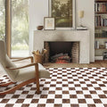 EVERGRACE Checkered Plaid Area Rug 5x7, Soft Fuzzy Faux Wool Rugs Washable Anti Slip Rugs Large Rug for Entryway Bedroom Living Room Hallway Kitchen Dining Room and Laundry Room, Dark Brown and White