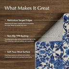 EVERGRACE Area Rugs for Entryway 2x3, Boho Floral Faux Wool Indoor Outdoor Small Rugs, Washable Rugs for Bedroom Bathroom Laundry Doormat, Low Pile Floor Mat Carpet for Home Decor, Celtic Blue