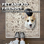 KILOCOCO Area Rug 5x7 Living Room Rug Washable Printed Vintage Floral Non Slip Soft Rubber Backed Indoor Bedroom Rugs for Laundry Room Kitchen Playroom Moroccan Area Rugs, Beige/Brown