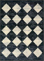 Lahome Moroccan Trellis Area Rug - 5x7 Black Washable Large Rugs for Bedroom Living Room Mat, Checkered Soft Non Slip Stain Resistance Indoor Accent Carpet for Dining Room Coffee Table