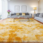 Upgrade Non-Slip Plush Rugs for Living Room, Soft Shaggy Carpets for Living Room, Fuzzy Rugs for Kids' Room, Perfect Decor for Modern Home Tie Dye Yellow 5x7Feet