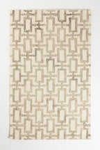 Hand-Tufted Wool Marengo Rug in Taupe – Geometric Patterned Carpet for Living Room, Bedroom & Study – Soft & Durable– 4 x 4