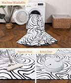 YIHOUSE Modern Rugs for Living Room 6x9, Washable Black and White Bedroom Rug, Fluffy Geometric Dining Room Rugs for Under Table Home Decor