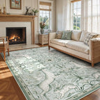 Lahome Boho Animal Washable Rugs for Living Room 8x10, Green Soft Rugs for Bedroom, Botanical Large Boho Non Slip Dining Room Carpet for Under Table Office Kids Playroom (8x10ft,Light Green)