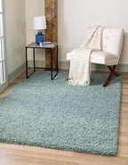 Unique Loom Solid Shag Collection Area Rug (4' 1" x 6' 1" Rectangle, Light Slate Blue)