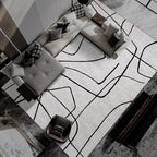 YIHOUSE Modern Washable Area Rug for Living Room Bedroom - Large Abstract Black and White Rug Non-Slip Ultra-Thin Home Decor (Abstract, 9'x12')