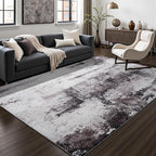 Toneed Abstract Area Rug Modern Washable Rug Soft Non Slip Rug Low Pile for Bedroom Living Room Dining Room Coffee Brown 9x11 Feet