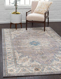 Unique Loom Salzburg Collection Classic Traditional Design Oriental Inspired Border Area Rug (7' 0 x 10' 0 Rectangular, Gray/Beige)