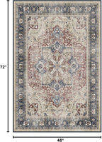 RUGGABLE Washable Area Rug – Kamran Royal Blue 4x6, Stain-Resistant, Non-Slip – Medium Machine Washable Rugs for Living Room, Bedroom, Hallway, Entryway & Office–with Standard Pad