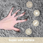2x6 Solid Fluffy Grey Area Rug – Washable, Durable, Small Bedroom Runner Rug, Non-Slip Shag Rugs for Hallway, Living Room, Bedroom, Bedside, Dorms, Kids Room, Nursery Rooms, Soft Indoor Carpet