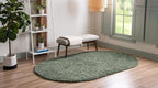 Unique Loom Davos Shag Collection Area Rug - Solid (5' 3" x 8' Oval, Sage)