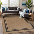 Beverly Rug Easy Jute Bordered Rug 6x9 Washable Durable Indoor Outdoor Area Rugs for Living Dining Room Patio Office Stain Resistant Non Shedding Casual Indoor Outside Carpet 6 x 9 Natural