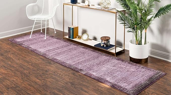 Rugs.com Angelica Collection Rug – 10 Ft Runner Violet Medium Rug Perfect for Hallways, Entryways