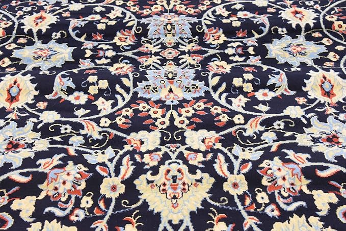 Unique Loom Sialk Hill Collection Area Rug - Washington (8' Square Navy Blue/Cream)