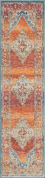 Unique Loom Isabella Collection Area Rug - Rossellini (2' x 8' Runner, Rust Red/ Beige)