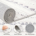 Nakagishi Runner Rug Kitchen Washable Rugs: 2x6 Non-Slip Boho Soft Modern Stain Resistant Indoor Floor Neutral Farmhouse Throw Carpet for Hallway Bathroom Laundry Room Entryway Bedroom- Gray