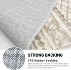 KUTA Moroccan Washable Hallway Runner Rug, 2.6x12 Non-Slip Vintage Beige Boho Kitchen Rugs Ultra Soft Distressed Geometric Floor Carpet Runners for Bedroom Laundry Living Room