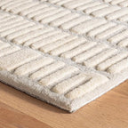 Dash and Albert Roark Wool Area Rug - 4' x 6' Ivory Geometric Hand Tufted Accent Rug - Durable, High Traffic Areas Hallway, Living Room, Stairs - Premium Luxury Hotel Quality Soft Breathable