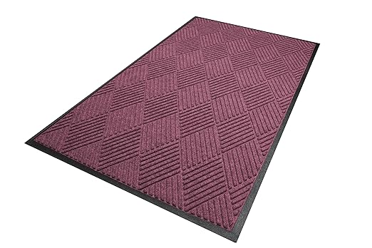 WaterHog Diamond | Commercial-Grade Entrance Mat with Rubber Border – Indoor/Outdoor, Quick Drying, Stain Resistant Door Mat (Bordeaux, 3' x 10')