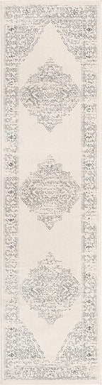Unique Loom Isabella Collection Area Rug - Rossellini (2' 7" x 10' Runner, White/ Black)