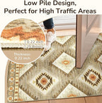 Area Rug 2x6 Rug Machine Washable Non-Slip Low Pile Print Pattern Western Rug for Living Room Bedroom Entryway Tribal Series -Cream/Camel