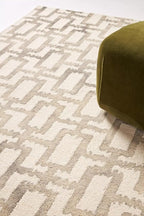 Hand-Tufted Wool Marengo Rug in Taupe – Geometric Patterned Carpet for Living Room, Bedroom & Study – Soft & Durable– 8 x 8