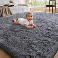 4x6 Area Rugs for Living Room Bedroom, Soft Fluffy Shaggy Bedside Rug, Indoor Floor Carpet for Kids Playroom, Dorms, Nursery Rooms, Home Decor (Grey 4'x6')