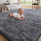 4x6 Area Rugs for Living Room Bedroom, Soft Fluffy Shaggy Bedside Rug, Indoor Floor Carpet for Kids Playroom, Dorms, Nursery Rooms, Home Decor (Grey 4'x6')