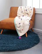 Unique Loom Solid Shag Collection Area Rug (3' 3" Round, Sapphire Blue/ Navy Blue)