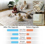 6x9 Machine Washable Area Rug for Living Room, Brown White Vintage Moroccan Rug Large Non-Slip Low Pile Soft Faux Wool Carpet, Kids and Pets Friendly for Bedroom Dining Room Farmhouse Home Decor Rug