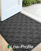 LUMI Indoor Door Mat, Absorbent Non-Slip Thin Doormat, Washable Door Mats, Woven Pattern Inside Floor Mat, Ideal for Entryway, Front Door, Home Decor, 17"x30", Woven Grey