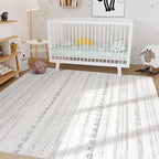 Nakagishi 6x8 Area Rugs Living Room: Washable Boho Large Neutral Soft Farmhouse Rug Stain Resistant Modern Indoor Floor Non-Slip Carpet for Bedroom Nursery Kids Playroom Office Dining Room Dorm- Gray