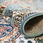 Unique Loom Narenj Collection Classic Traditional Medallion Textured Design Area Rug, 10 x 13 ft, Blue/Tan