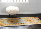 Rugs.com Chateau Collection Rug - 13 Ft Runner Light Blue Medium Pile Rug