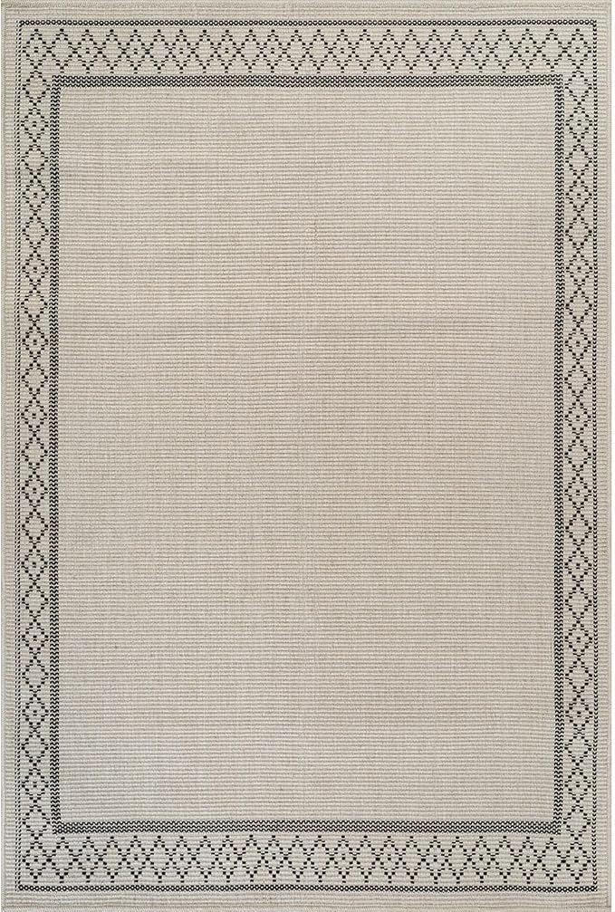 Easy Jute Rugs 9x12 Frame Bone Color Living Room Indoor Outdoor Area Rug for Patio and Kitchen Rug High Traffic Washable Easy to Clean Solid Boho Woven Design Carpet (9 x 12)