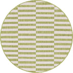 Unique Loom Outdoor Striped Collection Area Rug - Striped (4' 1" Round, Green/Ivory)
