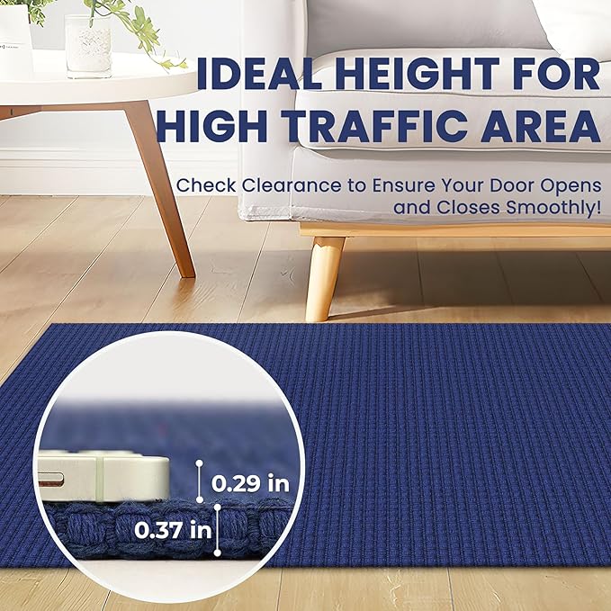 Braided Area Rug 4x6 Ft Washable Rugs for Entryway Throw Rugs Rubber Backed Door Mat Indoor Entrance Cotton Bedroom Rug Woven Door Carpet for Foyer Bedroom Living Room, Royal Blue/Navy
