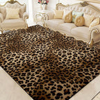 Leopard Rug 6x9 Washable Area Rug Soft Large Bedroom Rug Non Slip Living Room Rugs Leopard Print Low-Pile Indoor Carpet for Den Dorm Playroom（6x9ft,Brown）