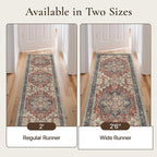 GENIMO 2'6''x10 Runner Rugs for Hallway, Machine Washable Non Slip Vintage Rugs, Low Pile Lightweight Soft Print Rug for enrtyway, Corridor, Home Office, Kitchen, Bordeaux