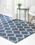 Rugs.com Lattice Collection Rug – 7' x 10' Light Blue Medium Rug Perfect for Bedrooms, Dining Rooms, Living Rooms