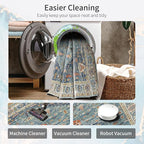 Enkor Area Soft Rugs 2x3 Washable Non Slip Boho Small Floor Entryway Rugs for Living Room Bedroom, Vintage Style Farmhouse Mat for Kitchen Green & Blue