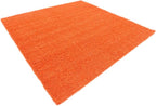 Unique Loom Solid Shag Collection Area Rug (8' Square, Tiger Orange)
