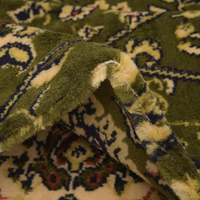 Rugs.com Yasmin Collection Rug – 16 Ft Runner Green Medium Rug Perfect for Hallways, Entryways