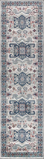 JONATHAN Y Modern Vintage Medallion Blue/Light Grey Runner Rug, 2x8, Country, Floral, Easy-Cleaning for Living Room, Bedroom, Kitchen, Pet Friendly, Non-Shedding (MDP108A-28)