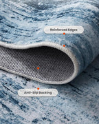 6x9 Area Rugs for Living Room, Modern Abstract Washable Rug with Non-Slip Backing & Low Pile Indoor Carpet for Nursery Room, Bedroom and Dinning Room, Blue