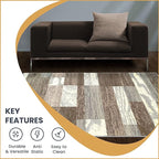 Superior Indoor Area Rug, Jute Backed, Modern Geometric Patchwork Floor Decor for Bedroom, Office, Living Room, Entryway, Hardwood Floors, Rockwood Collection, 5' x 8', Light Blue-Ivory