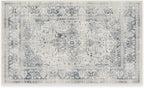 RUGGABLE Washable Vintage Area Rug – Sarrah Blue Quartz 3x5, Stain-Resistant, Non-Slip – Small Machine Washable Rugs for Living Room, Bedroom, Hallway, Entryway & Office–with Cushioned Pad