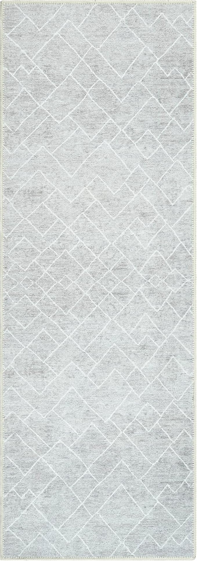Bloom Rugs Washable Non-Slip 10 ft Runner - Gray/Pebble Striped Runner for Entryway, Hallway, Bathroom, and Kitchen - Exact Size: 2.5' x 10'