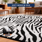 YIHOUSE 8×10 Ft Area Rugs, Black and White Modern Abstract Rug, Washable Plush Soft Zebra Print Carpet, Non-Slip Non-Shedding Rug for Grand Room, Bedroom, Dining Room, Nursery, Home Decor